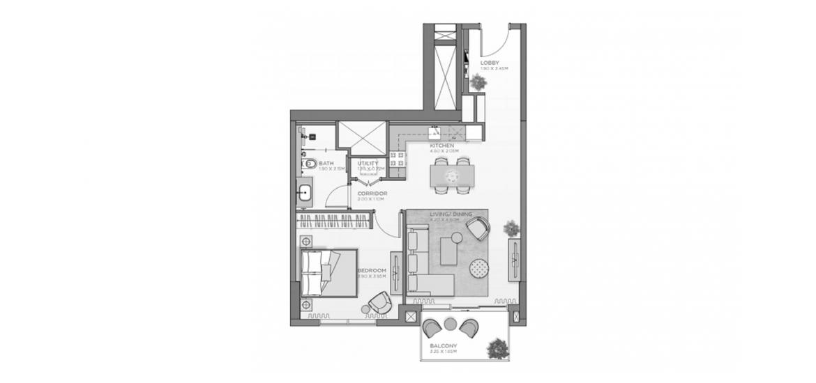 Apartment floor plan «A7 66sqm», 1 bedroom in FERN CENTRAL PARK