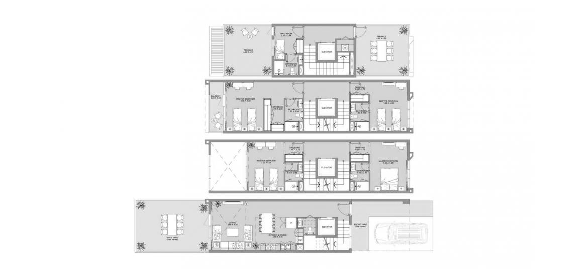 Apartment floor plan «4BR TYPE A», 4 bedrooms in VERDANA II TOWNHOUSES