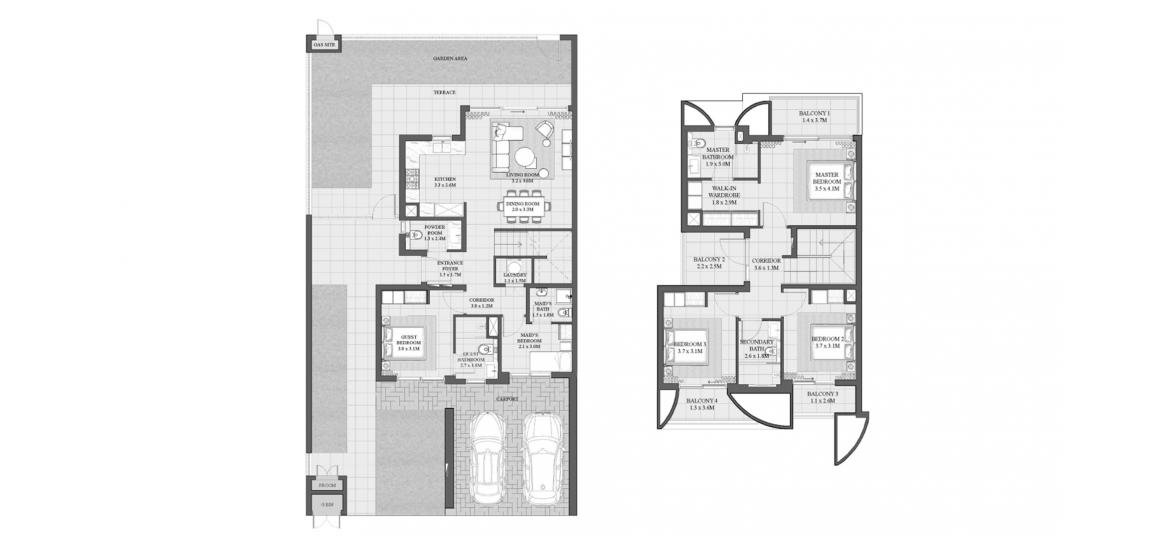 Apartment floor plan «4 BEDROOM TYPE 1», 4 bedrooms in ANYA 2 TOWNHOUSES