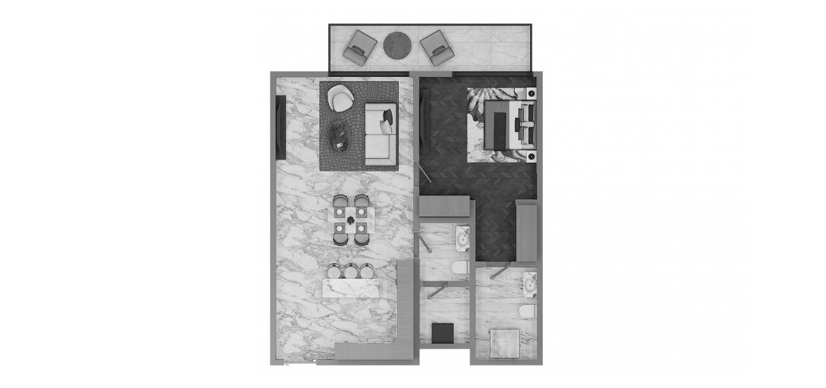 Apartment floor plan «1BR Type B», 1 bedroom in BELMONT RESIDENCE