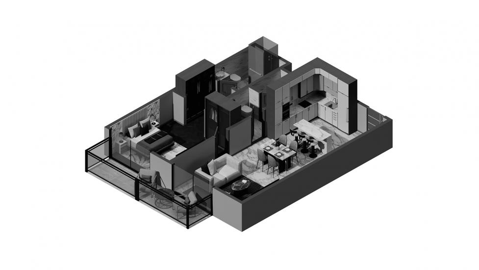Apartment floor plan «1BR Type B», 1 bedroom in BELMONT RESIDENCE
