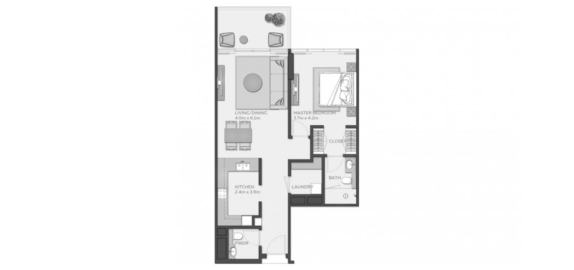 Apartment floor plan «2 BEDROOM TYPE 1», 2 bedrooms in MANGROVE RESIDENCE AT EXPO CITY