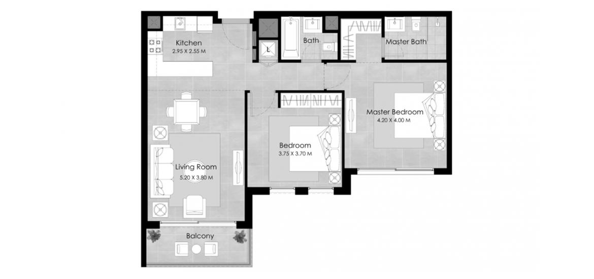 Apartment floor plan «2 BEDROOM TYPE P », 2 bedrooms in THE REGENT RESIDENCE