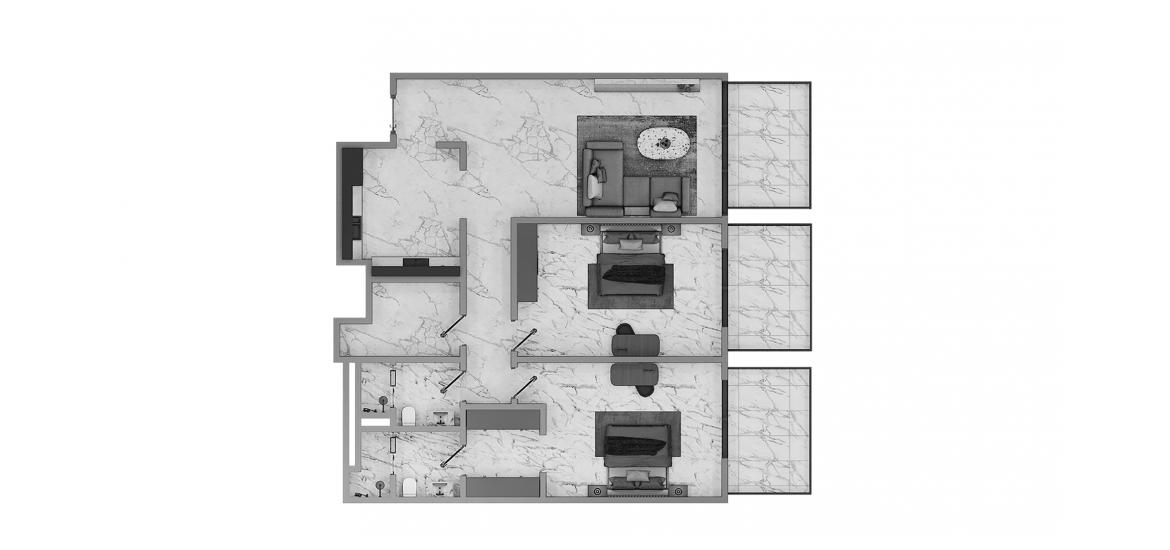 Apartment floor plan «2BR Type A 92SQM», 2 bedrooms in BINGHATTI CRESCENT
