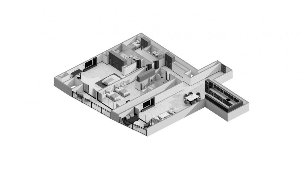 Apartment floor plan «2BR Type S2D 187SQM», 2 bedrooms in ADDRESS JBR
