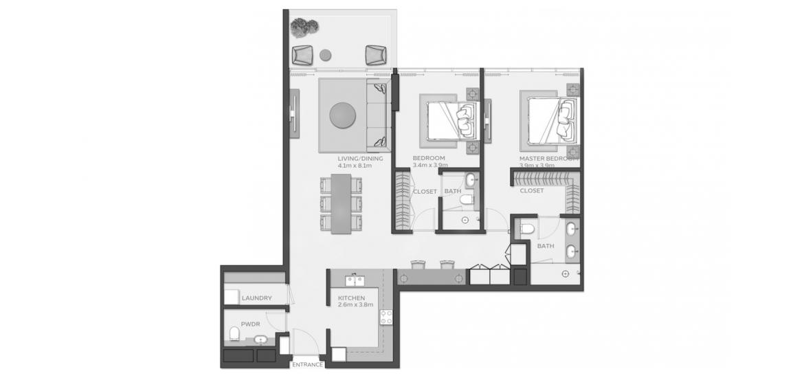 Apartment floor plan «2 BEDROOM TYPE 4», 2 bedrooms in MANGROVE RESIDENCE AT EXPO CITY