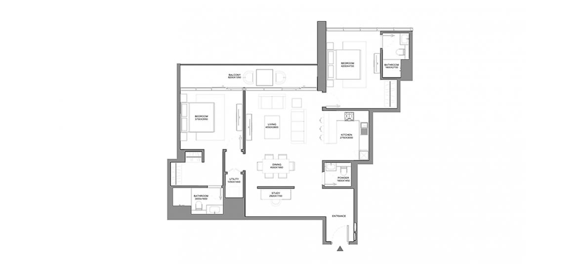 Apartment floor plan «TYPE A 2 BEDROOM TOTAL 127SQ.M», 2 bedrooms in VERDE RESIDENCES