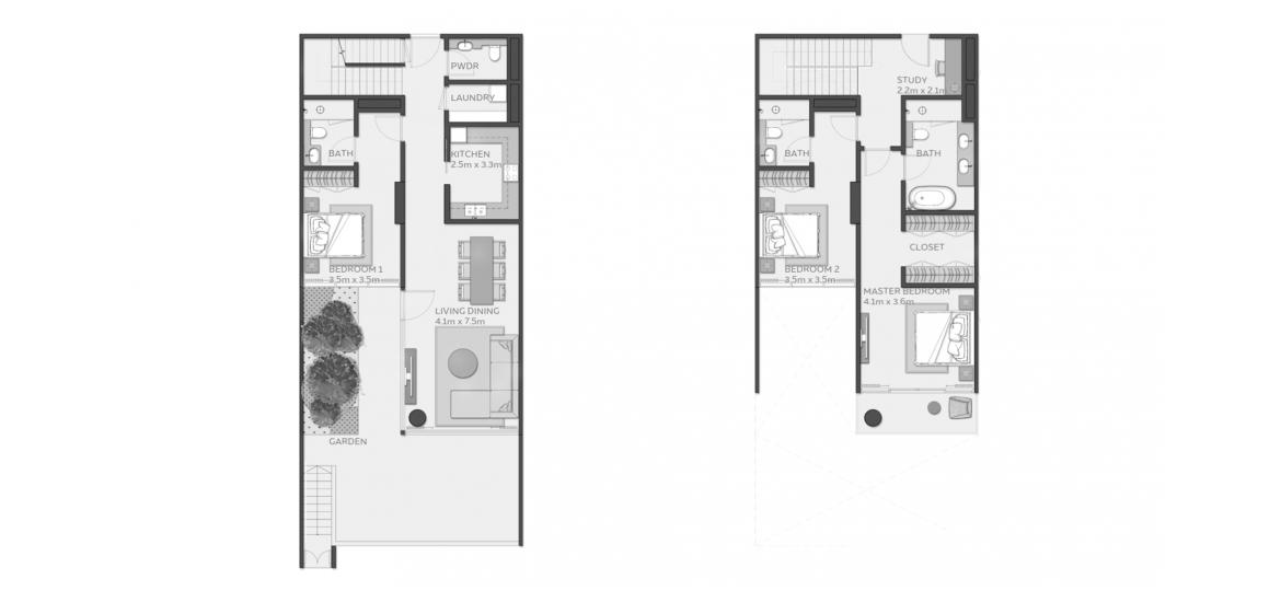Apartment floor plan «3 BEDROOM TOWNHOUSE», 3 bedrooms in MANGROVE RESIDENCE AT EXPO CITY