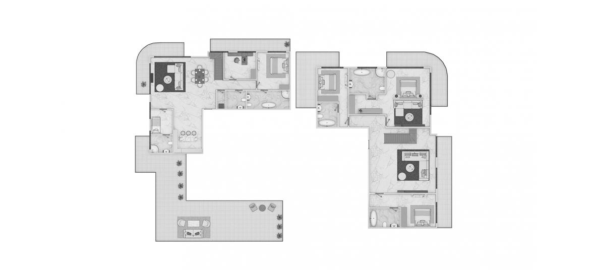 Apartment floor plan «4BR Penthouse Duplex 654SQM», 4 bedrooms in BEACHGATE BY ADDRESS