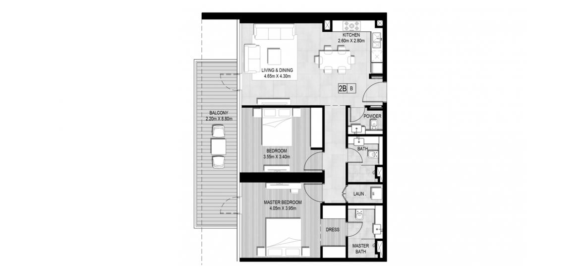 Apartment floor plan «2 BEDROOM TYPE 08», 2 bedrooms in MARINA LIVING