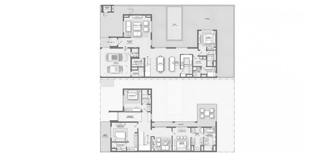 Apartment floor plan «VILLA 4 BEDROOM TYPE C», 4 bedrooms in SOBHA RESERVE VILLAS
