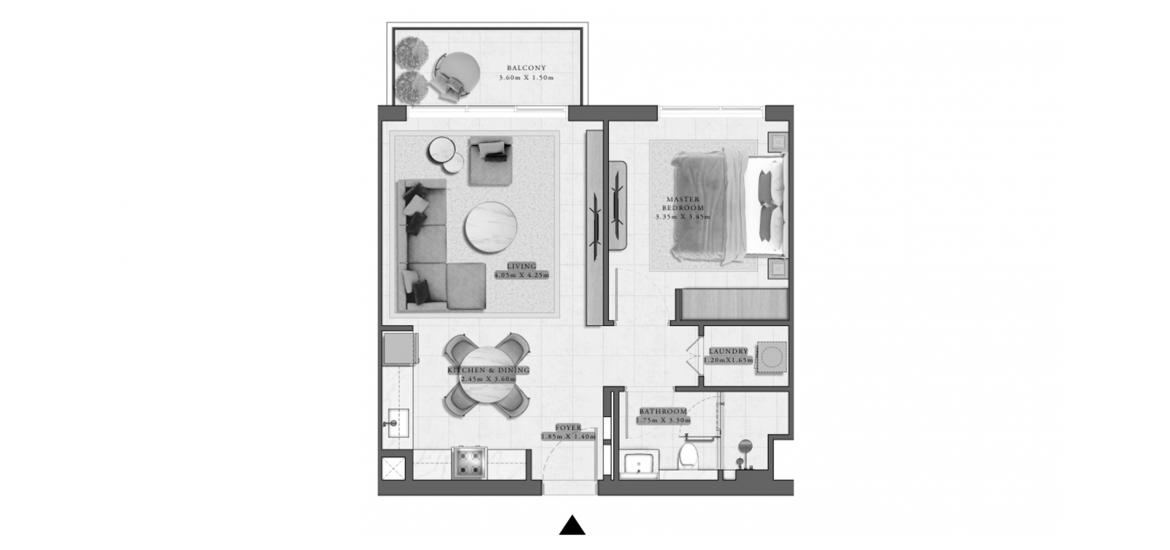 Apartment floor plan «GOLF GRAND APARTMENTS 1 BEDROOM TYPE 2A 65 SQ.M.», 1 bedroom in GOLF GRAND APARTMENTS