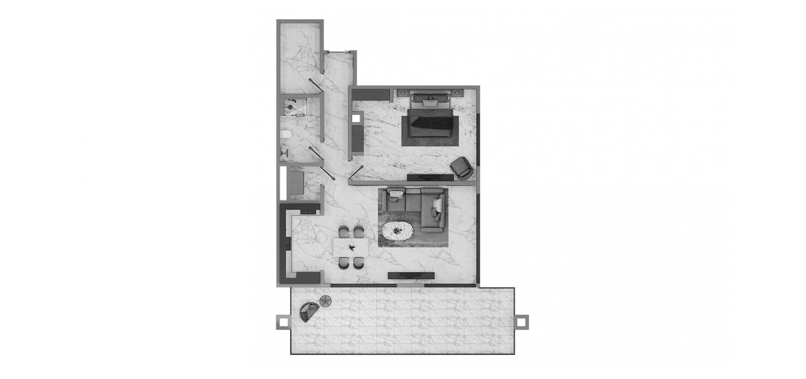 Apartment floor plan «1BR Type 03 117SQM», 1 bedroom in BLUEWATERS BAY