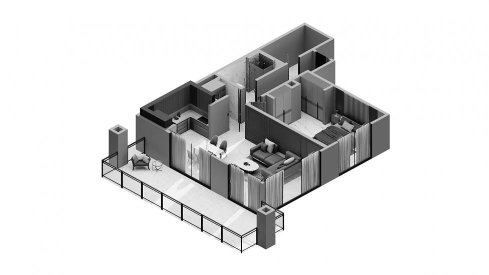 Apartment floor plan «1BR Type 03 117SQM», 1 bedroom in BLUEWATERS BAY