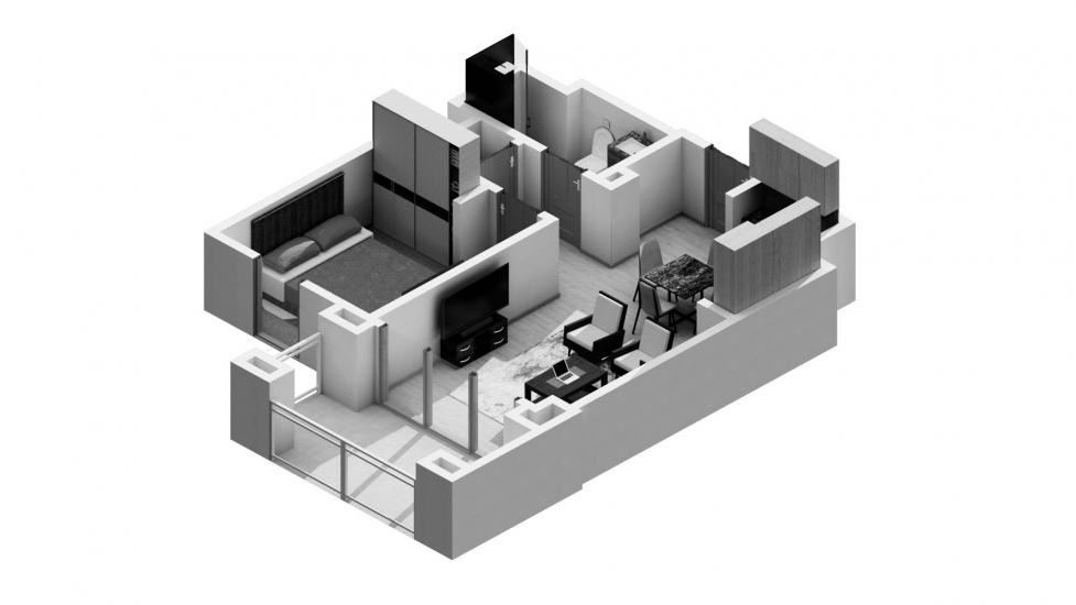 Apartment floor plan «1BR 64SQM», 1 bedroom in SURF