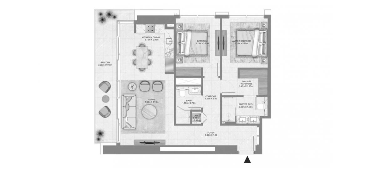 Apartment floor plan «2 BERDROOM TYPE 03», 2 bedrooms in CREEK WATERS APARTMENTS