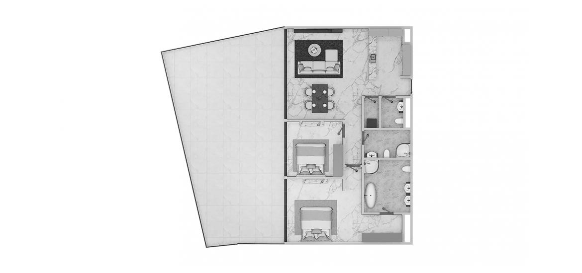 Apartment floor plan «2BR Type 1 S03», 2 bedrooms in ELLINGTON BEACH HOUSE