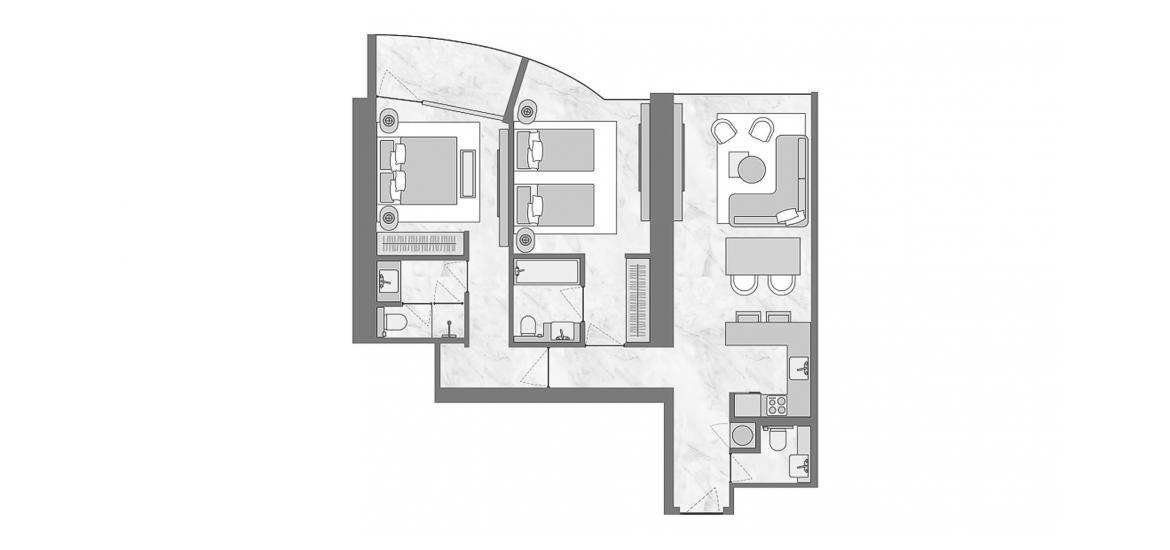 Apartment floor plan «2 BEDROOM TYPE 2A 101 SQ.M.», 2 bedrooms in THE BILTMORE RESIDENCES SUFOUH
