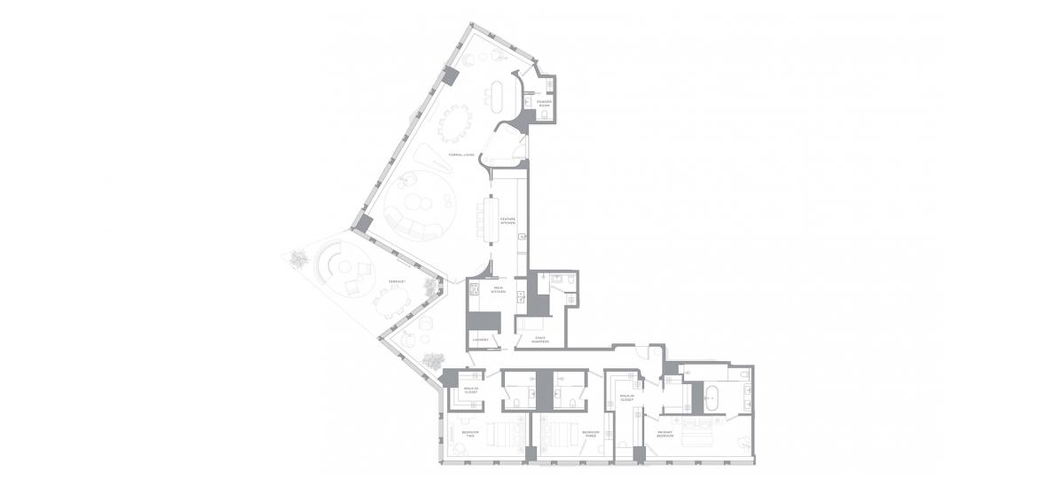 Apartment floor plan «3BR 400SQM», 3 bedrooms in BACCARAT HOTEL AND RESIDENCES