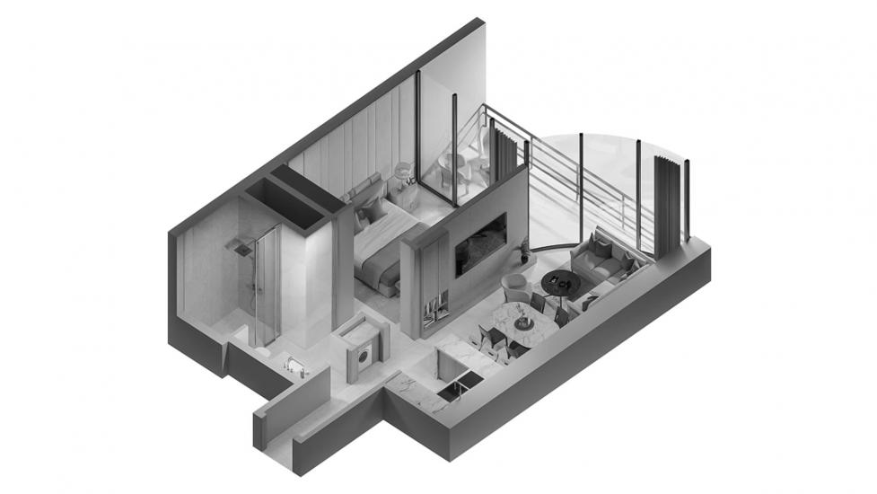 Apartment floor plan «1 BEDROOM TYPE 1D 65 SQ.M.», 1 bedroom in THE BILTMORE RESIDENCES SUFOUH