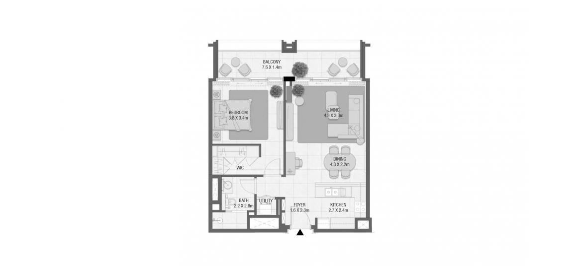 Apartment floor plan «78 SQ.M 1 BEDROOM TYPE 03», 1 bedroom in DESIGN QUARTER AT D3