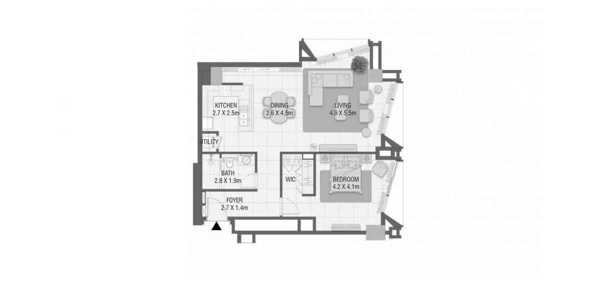 Apartment floor plan «87 SQ.M 1 BEDROOM TYPE 06», 1 bedroom in DESIGN QUARTER AT D3