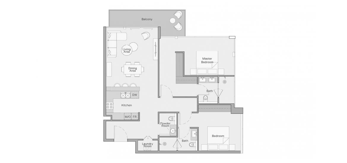 Apartment floor plan «119 SQ.M 2 BEDROOM TYPE F», 2 bedrooms in THE CRESTMARK APARTMENTS