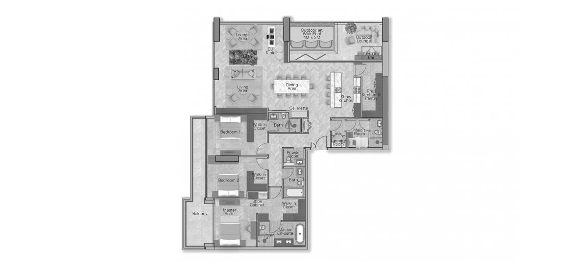 Apartment floor plan «255 SQ.M PENTHOUSE TYPE C», 3 bedrooms in THE CRESTMARK APARTMENTS