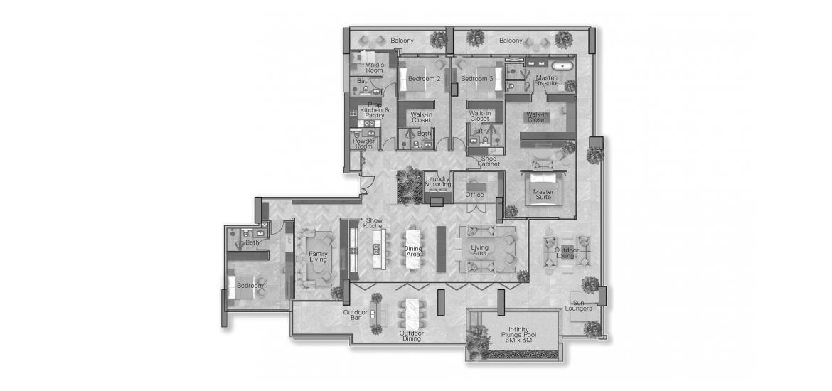 Apartment floor plan «567 SQ.M PENTHOUSE TYPE B», 4 bedrooms in THE CRESTMARK APARTMENTS