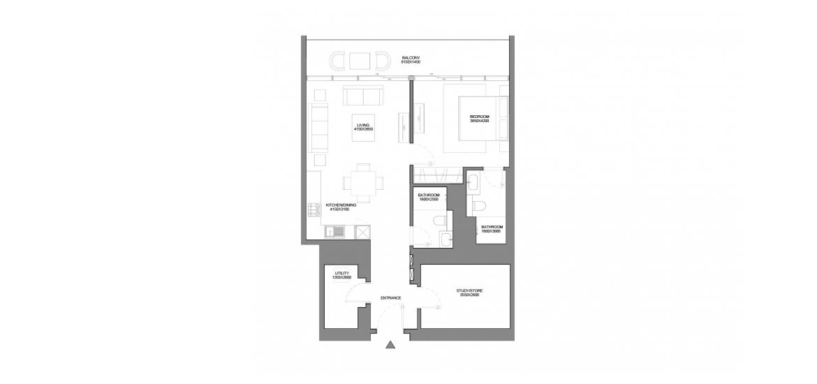 Apartment floor plan «98 SQ.M 1BR TYPE D», 1 bedroom in VERDE RESIDENCES