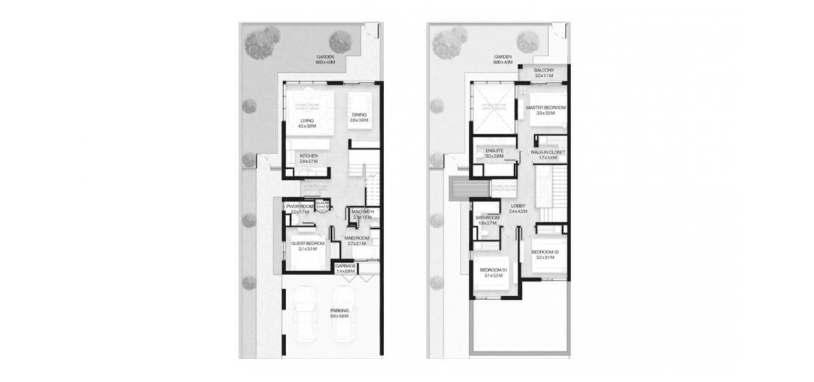 Apartment floor plan «4BR Type 4B1 229SQM», 4 bedrooms in MUDON AL RANIM PHASE 7