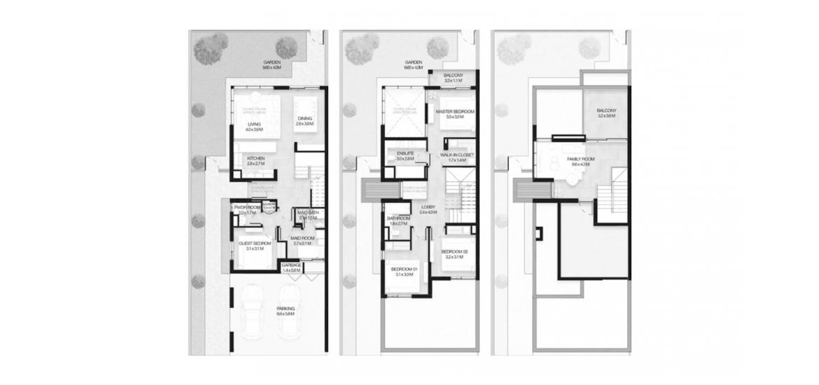 Apartment floor plan «4BR Type 4B2 279SQM», 4 bedrooms in MUDON AL RANIM PHASE 7