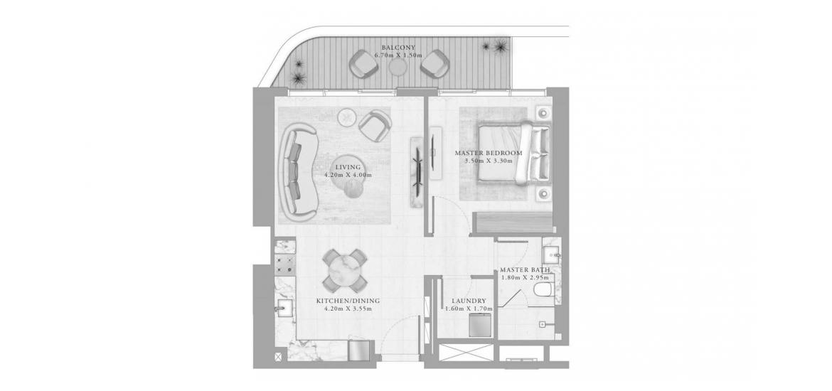 Apartment floor plan «1BR 05 73SQM», 1 bedroom in BAYVIEW BY ADDRESS RESORTS