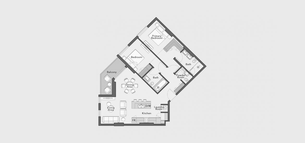 Apartment floor plan «112 SQ.M 2 BDRM TYPE A», 2 bedrooms in ARBOR VIEW