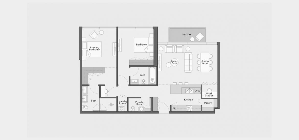 Apartment floor plan «121 SQ.M 2 BDRM TYPE C», 2 bedrooms in ARBOR VIEW