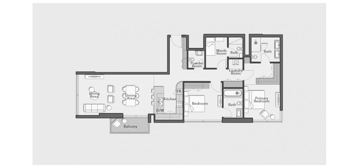 Apartment floor plan «133 SQ.M 2 BDRM TYPE E», 2 bedrooms in ARBOR VIEW