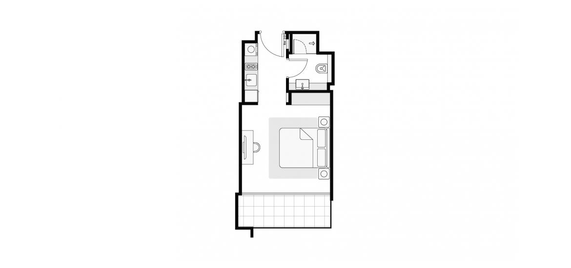 Apartment floor plan «35 SQ.M STUDIO TYPE 1», 1 room in AZIZI RIVIERA 63