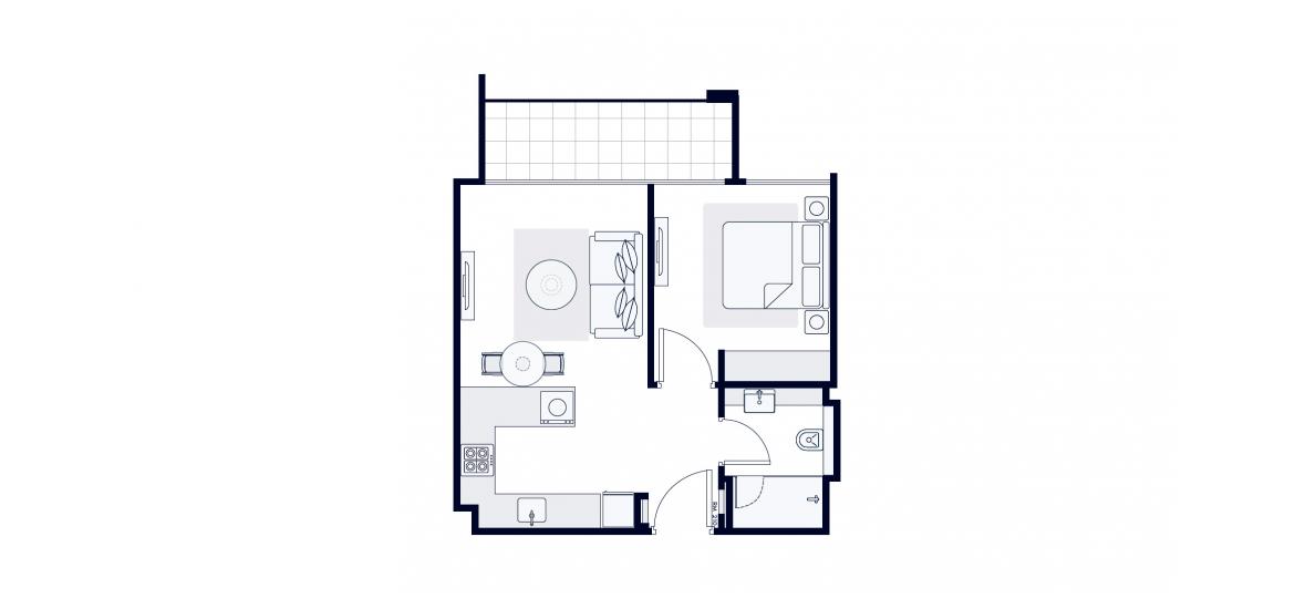 Apartment floor plan «49 SQ.M 1 BR TYPE 1», 1 bedroom in AZIZI RIVIERA 63
