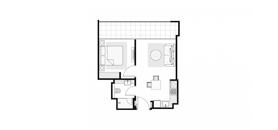 Apartment floor plan «49 SQ.M 1 BR TYPE 4», 1 bedroom in AZIZI RIVIERA 63