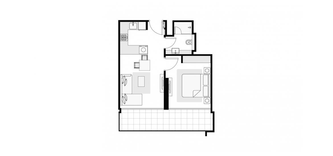 Apartment floor plan «56 SQ.M 1 BR TYPE 3», 1 bedroom in AZIZI RIVIERA 63
