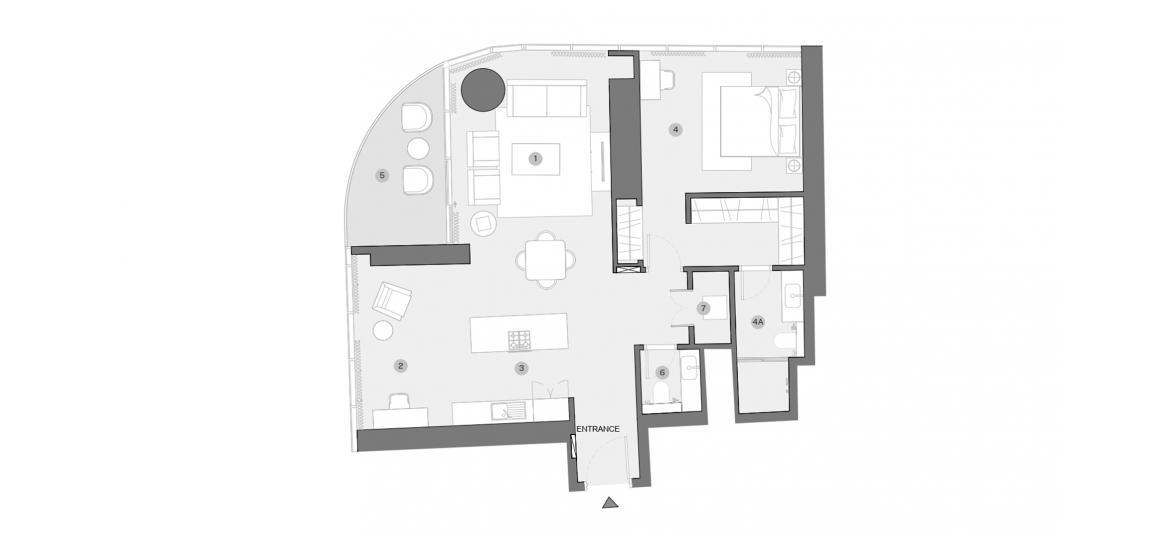 Apartment floor plan «1 BEDROOM TYPE G 110 Sq.m», 1 bedroom in SOBHA SEAHAVEN TOWER B