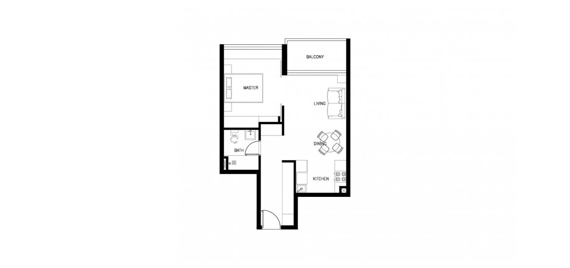 Apartment floor plan «52 SQ.M 1 BDRM TYPE 02», 1 bedroom in KYOTO AT AL BARSHA SOUTH