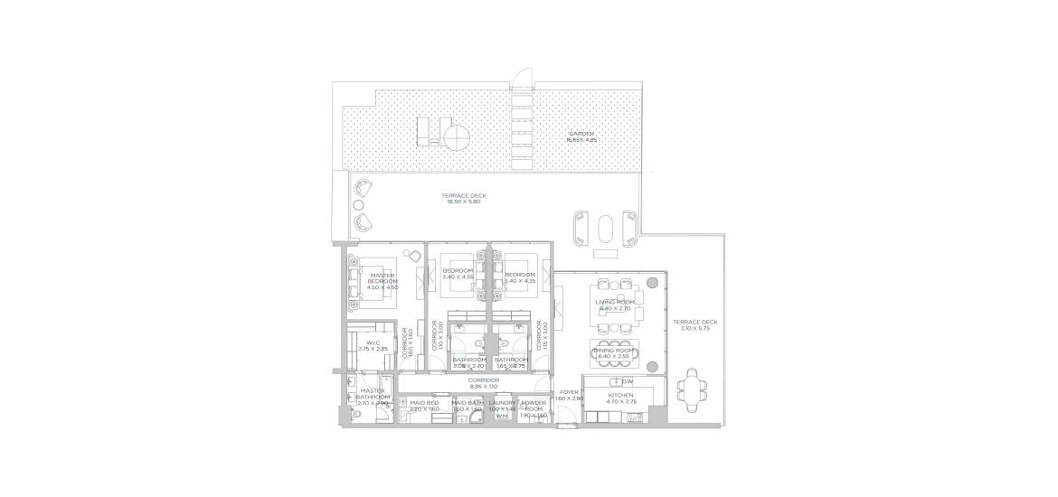 Apartment floor plan «405 SQ.M 3 BR A4», 3 bedrooms in RIXOS HOTEL & RESIDENCES