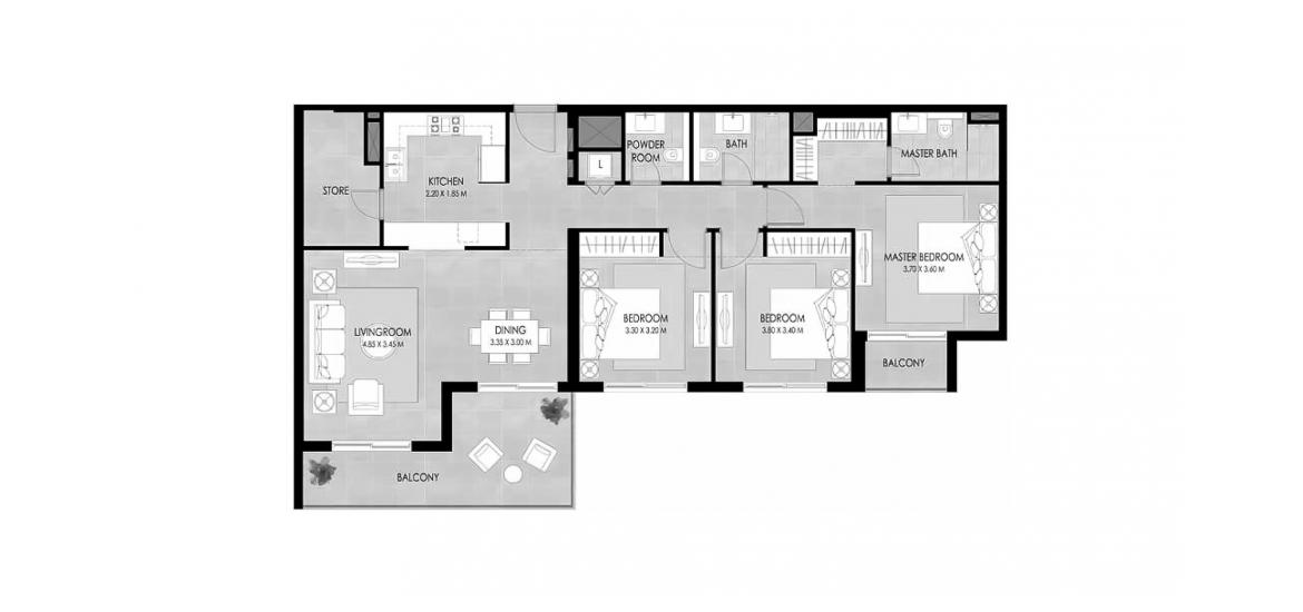 Apartment floor plan «3 BEDROOM TYPE B 142 SQ.M.», 3 bedrooms in THE MAYFAIR RESIDENCE