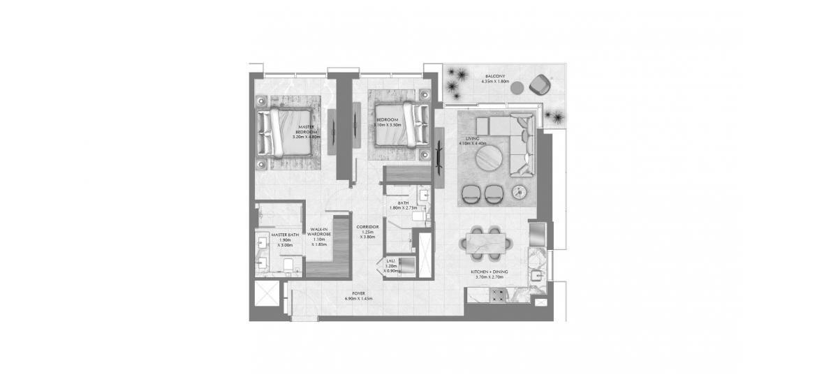 Apartment floor plan «111 SQ.M 2 BDRM», 2 bedrooms in CREEK WATERS 2 APARTMENTS