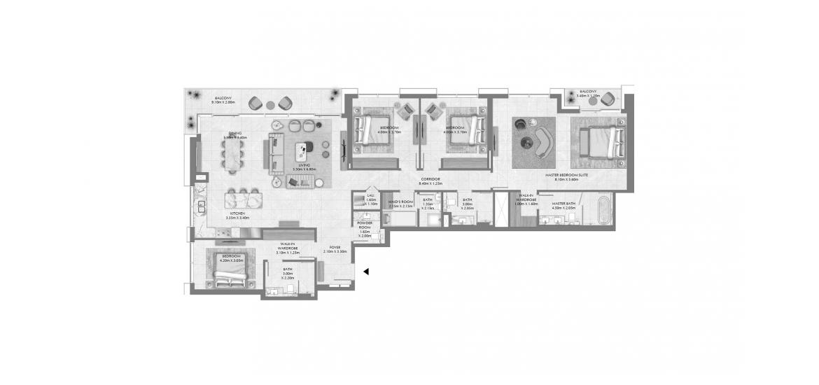 Apartment floor plan «260 SQ.M 4 BDRM», 4 bedrooms in CREEK WATERS 2 APARTMENTS