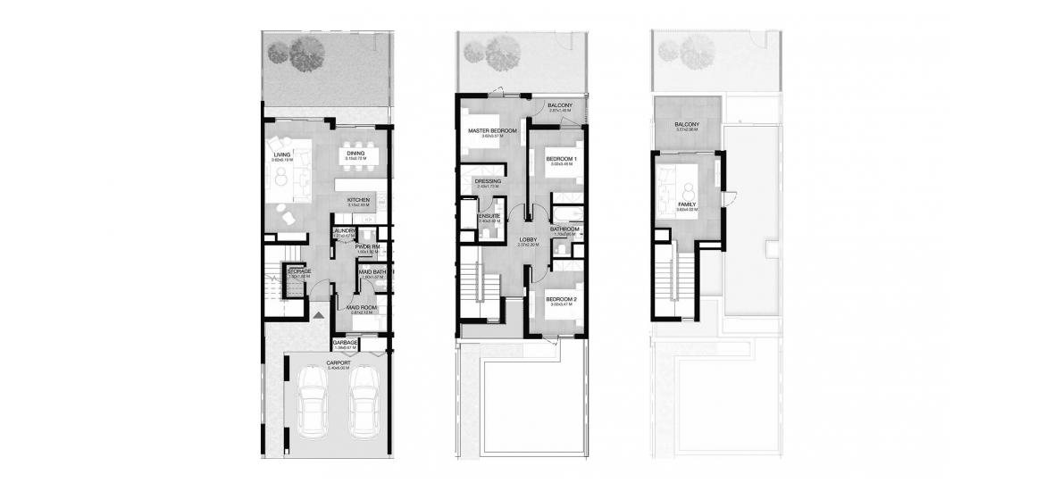 Apartment floor plan «239 SQ.M 3 BDRM TOWNHOUSE TYPE 3B2», 3 bedrooms in MUDON AL RANIM PHASE 2