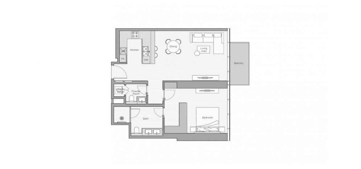 Apartment floor plan «84 SQ.M 1 BDRM TYPE I», 1 bedroom in UPPER HOUSE RESIDENCES