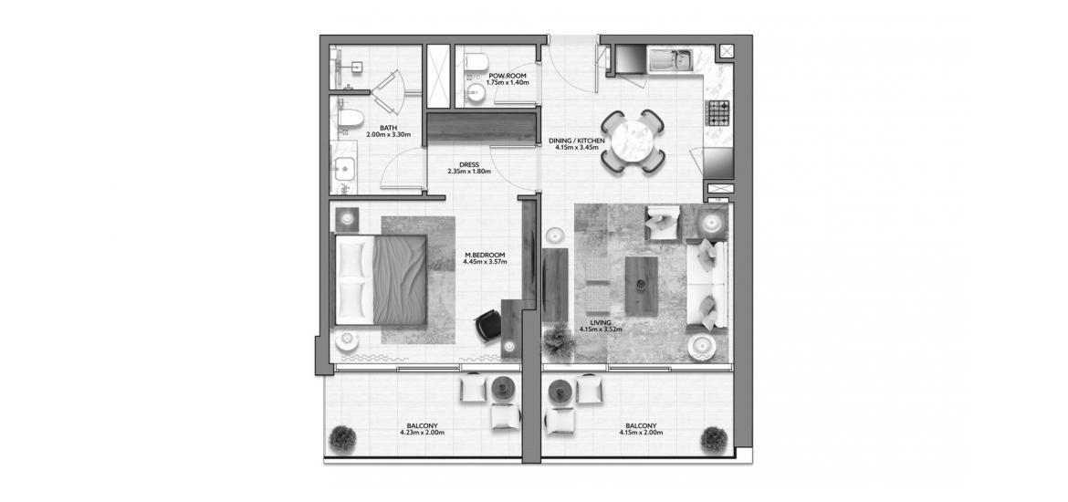 Apartment floor plan «MALLSIDE RESIDENCE ONE-BEDROOM-TYPE-A1-81M», 1 bedroom in MALLSIDE RESIDENCE
