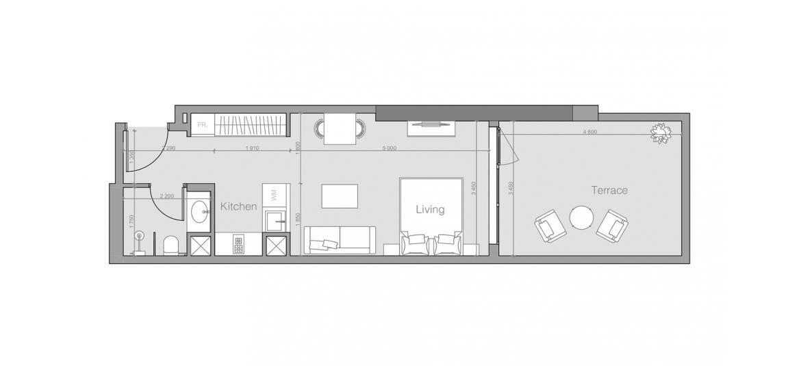 Apartment floor plan «OZONE 1 RESIDENCE ONE-ROOM-TYPE-B-52M», 1 room in OZONE 1 RESIDENCE
